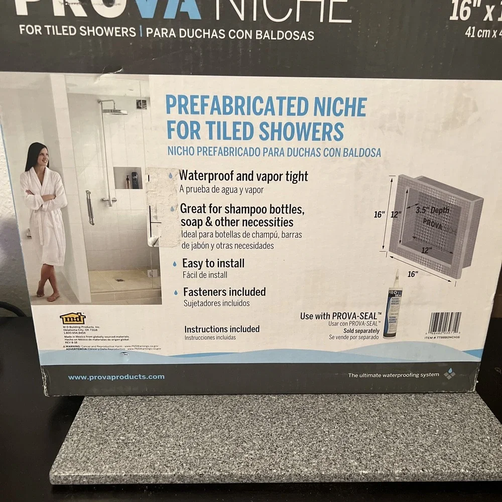 16x16 Prova Shwr Niche, PartNo TT8880NCH16, by M D Building Products, Single Uni